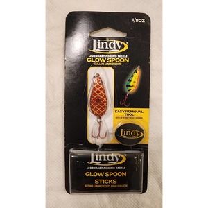 Lindy 1/8 Oz Glow Spoon + 3 Glow Sticks Tungsten Rattles Spoon Fishing Lure Bass